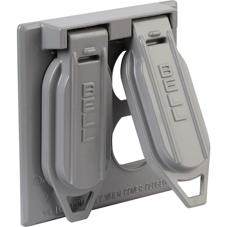 Bell Box Cover, 2 Gang, Aluminum, Duplex Receptacle Cover Type 5148-0